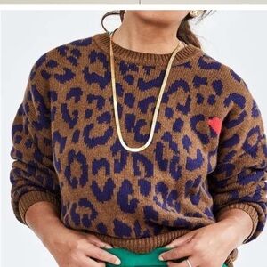 Clare V Pablo Cat Animal Print Sweater
